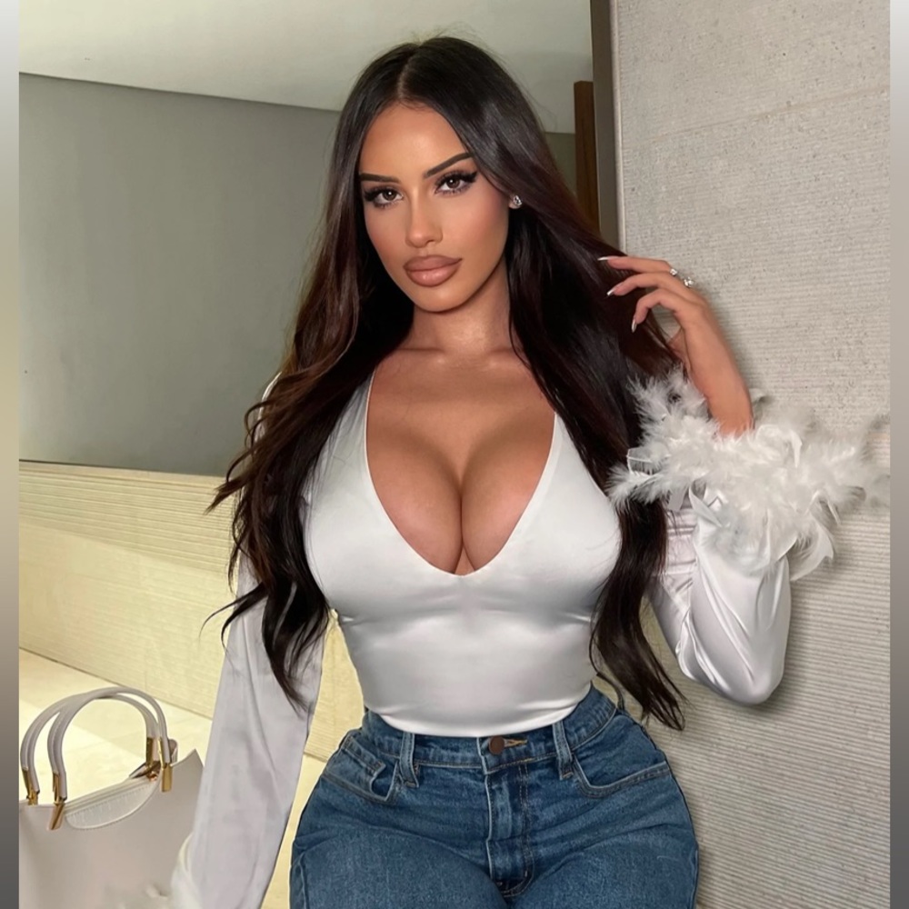 Classy satin white bodysuit